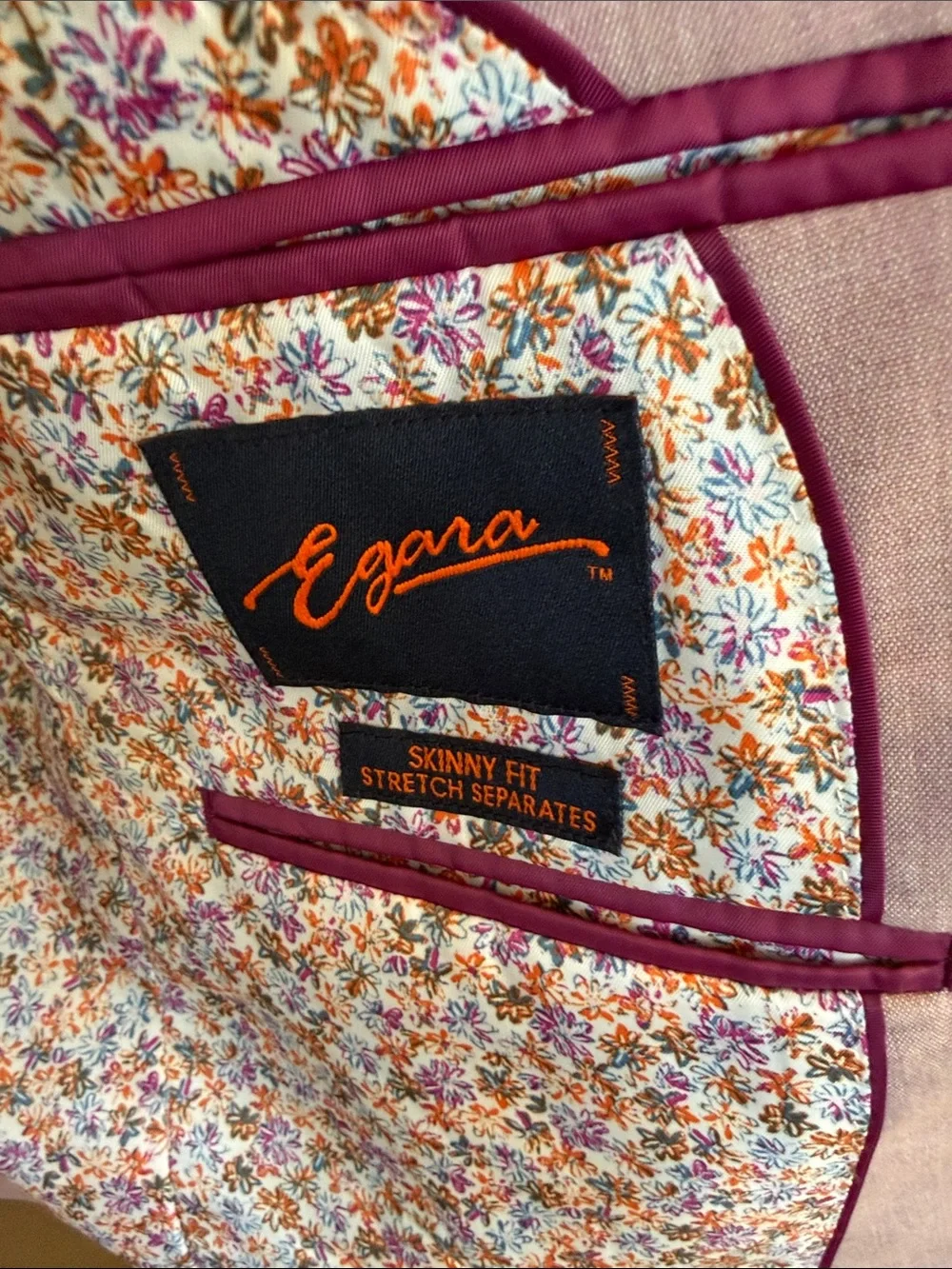 Egara Pale Pink Men's Sport Coat with Floral Lining